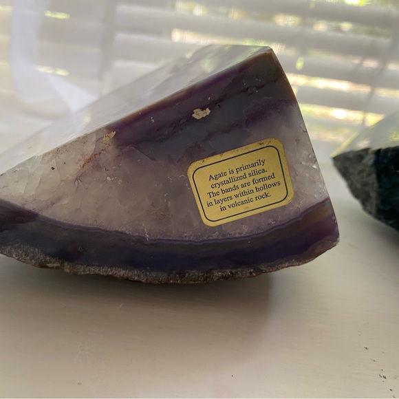 Natural Geode Bookends. Paperweights. Purple or blue agate pieces. Brazilian - Picture 6 of 16